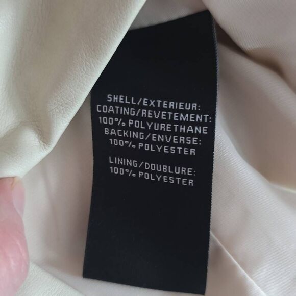 7 For All Mankind Women's Size Large Cream Faux Leather Butter Soft Blazer - Picture 6 of 6